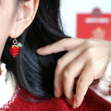 DAIIIBABYYY  -  Raspberry Earrings Cute Fruit Aesthetic Handmade